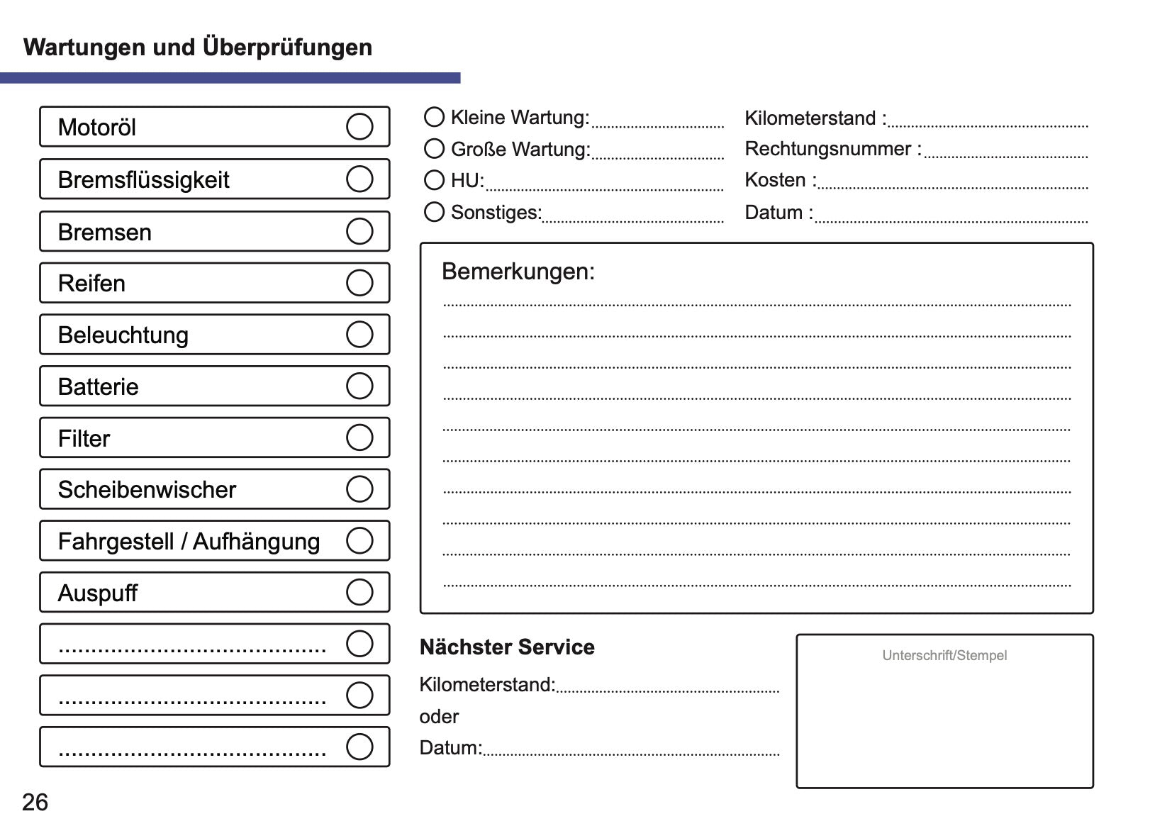 Land Rover Maintenance Book | German