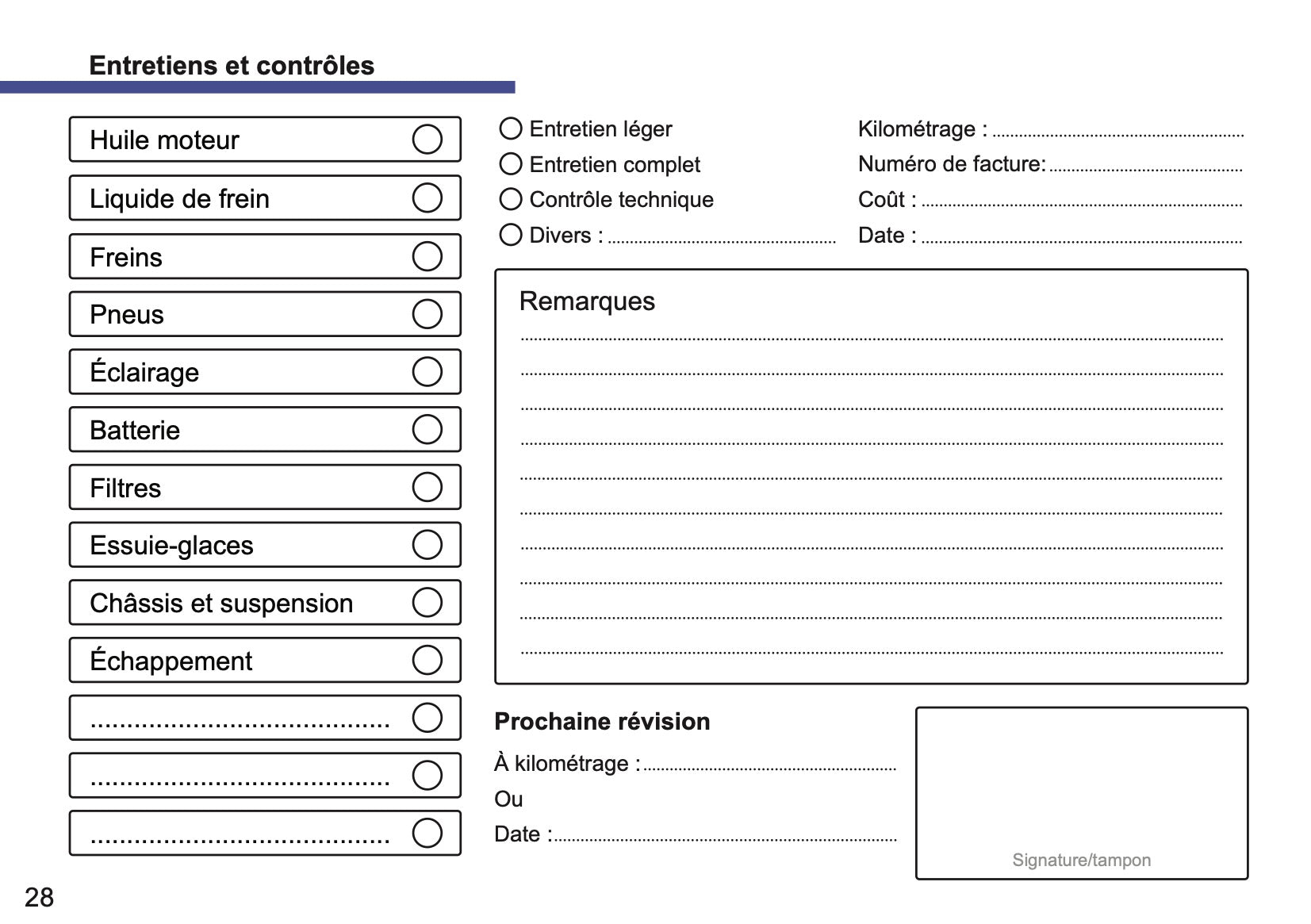 Land Rover Maintenance Book | French